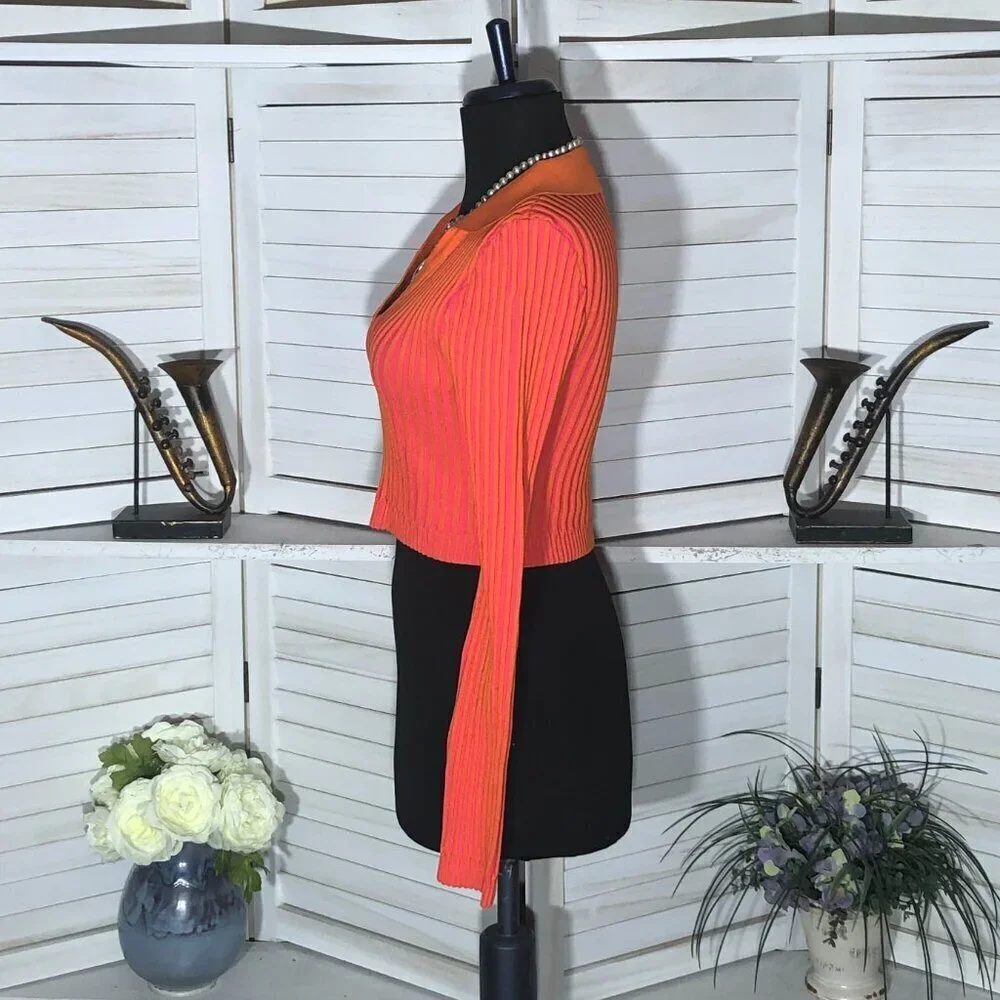PrettyLittleThing Pink Orange Knit Cropped Top Small - Picture 10 of 11